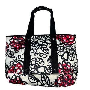 Coach Kyra Floral Poppy Graffiti Tote Bag - Black and Pink